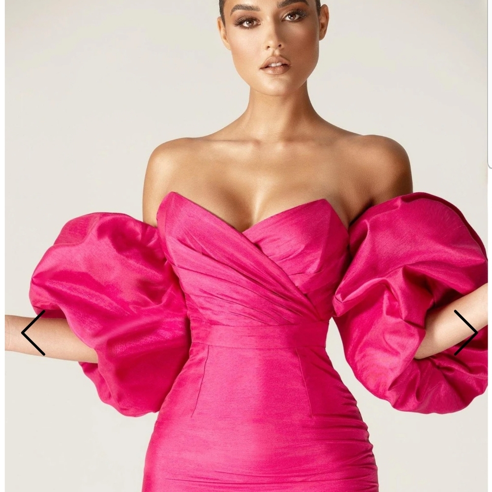 Pink Puff Sleeve Dress - Picture 2 of 6